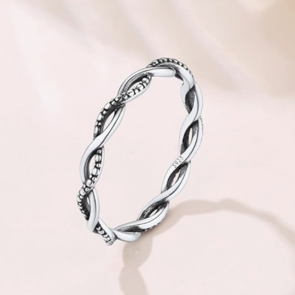 FOCALOOK 925 Sterling Silver 2.8mm Wide Wave Ring , Antique Silver Size Various